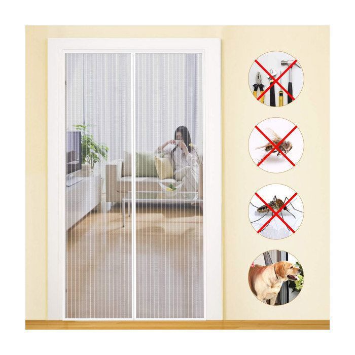 MYCARBON Moustiquaire magnétique pour porte (blanc) 110 x 220 cm Étiquette
