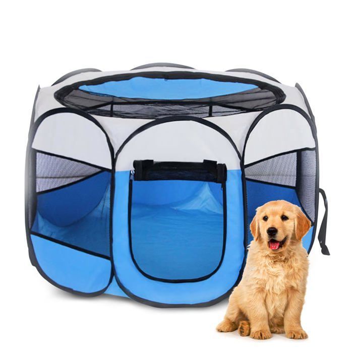 Parc Pliable pour Animaux Domestiques 74x74x43cm - Tente étanche Parc- lintérieur ou lextérieur (Bleu) YYV