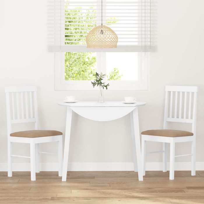 Chaises de salle à manger en bois massif - vidaxl - Lot de 2 - Blanc - 42.5x44.5x90 cm - Bois d’hévéa massif