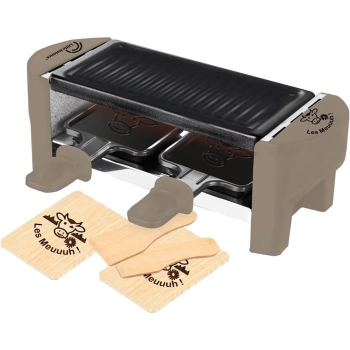 Little Balance Raschietto Elettrico Meuuuh! Per Raclette Da 1/2 Persone – Griglia Rimovibile, Antiaderente, 320W – Perfetto Per Serate Conviviali In Stile Montagna - 2