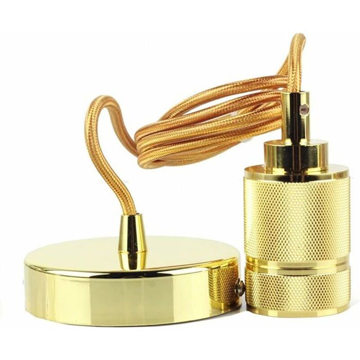 Douille de lampe suspension en métal - MICH - Corde 150 cm - Couleur cuivre - E27 - 60 W max - 90-240 volts