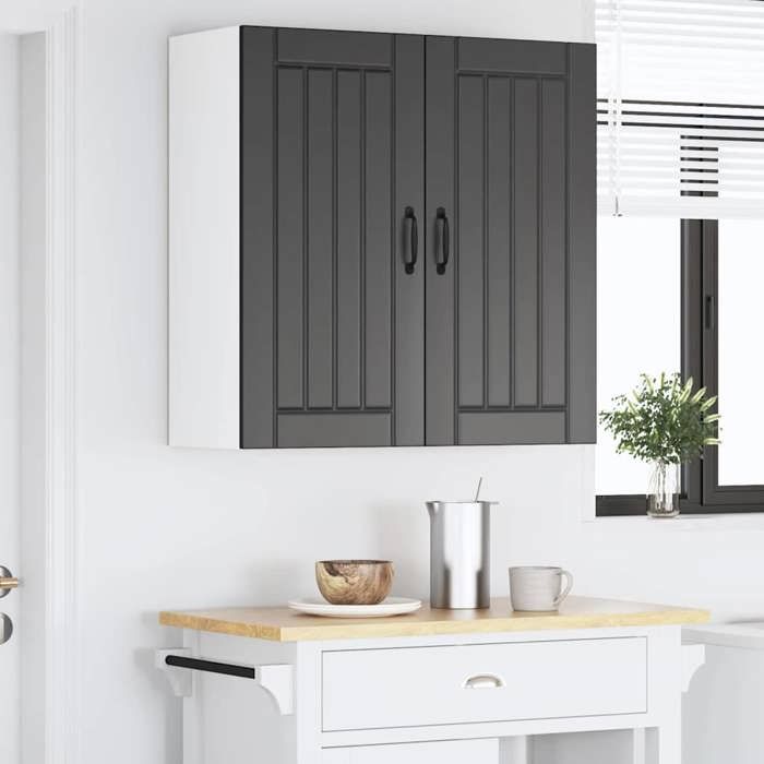UU*TOP Placard mural de cuisine - moderne Armoire suspendue - Noir 80x31x80 cm - Bois dingénierie CC1246