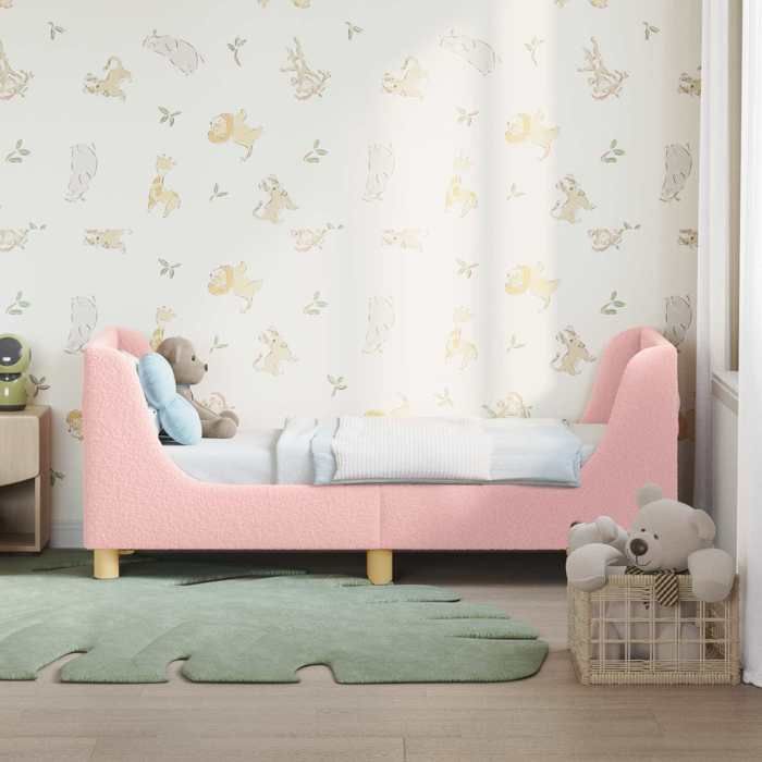vidaXL Cadre de lit pour tout-petit avec tête de lit Rose 70 x 140 cm 42010845