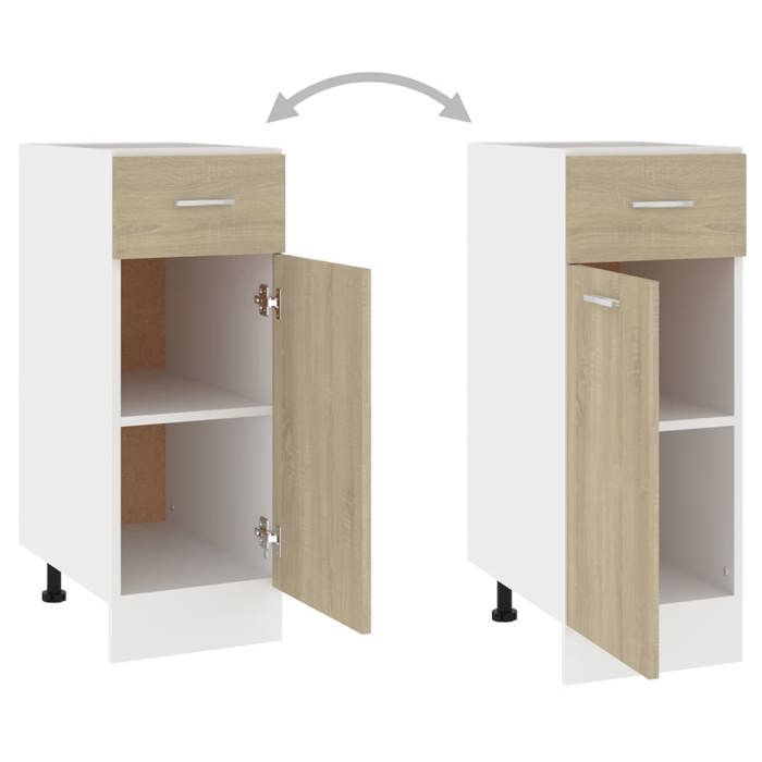 Moderne Placard à tiroirs inférieure Lyon SWEETY Armoire base de cuisine Chêne Sonoma 30x46x815 cm bois dingénierie BB1195