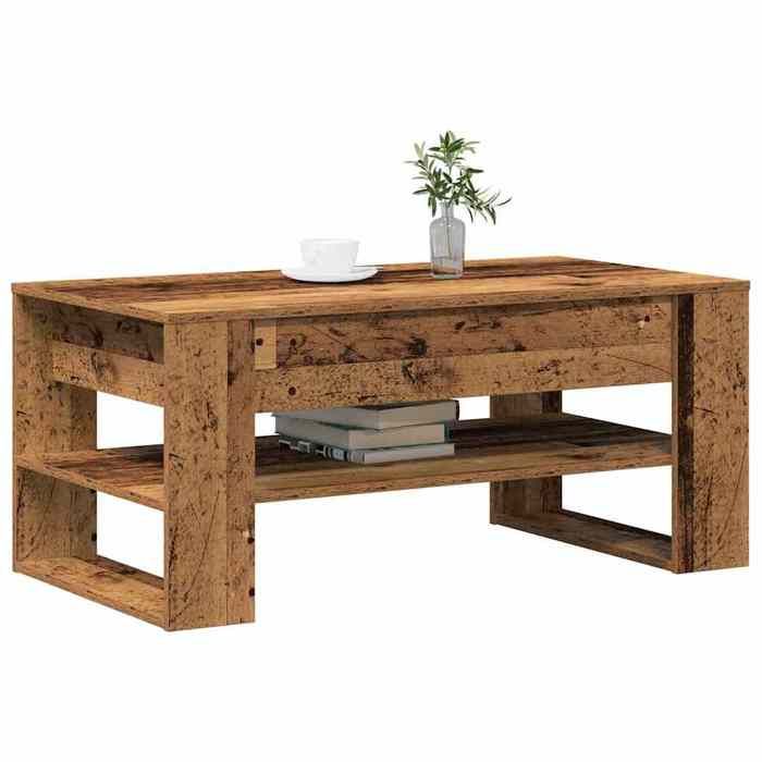 SOLDES DHIVER®Table centrale - Marron Table basse de salon - Capacité 50 kg - Bois Ancien - 102 x 55 x 45 cm - bois dingénierie -