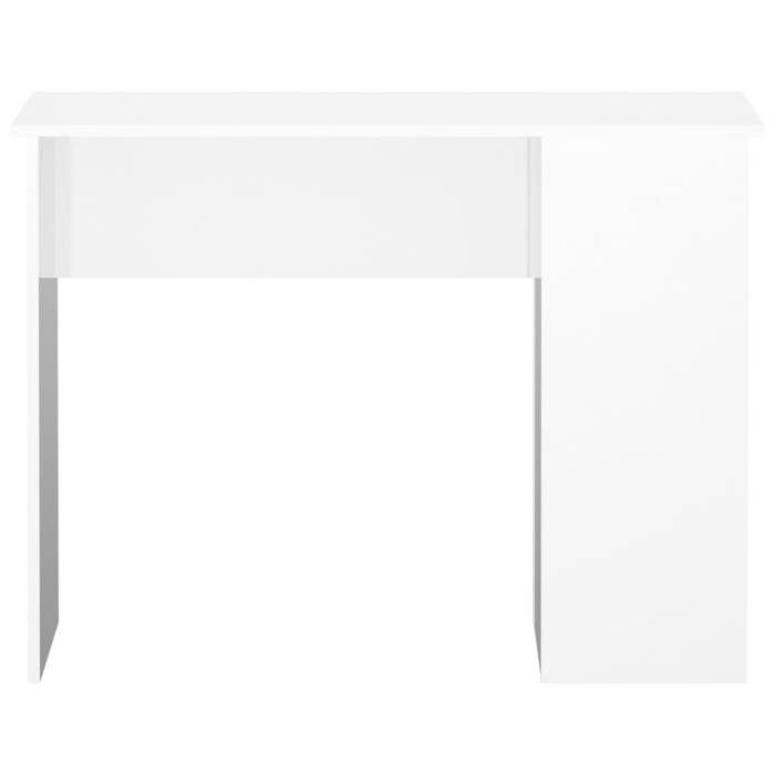 Bureau blanc brillant - MEUBLECHIC - 100x55x75 cm - Bois dingénierie - Blanc - 2 compartiments de rangement