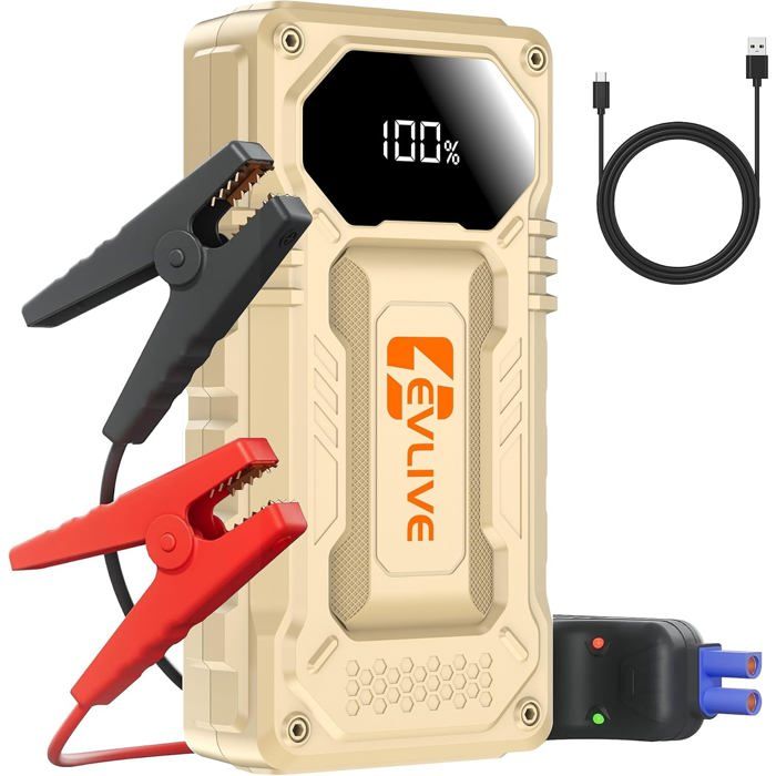 Booster 2000A 12V Jusqu’9L Essence/8 5L Diesel Powerbank LED 3 Modes IP67 Câble Intelligent USB-C