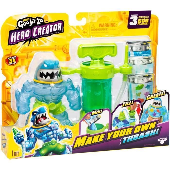 Figurine Hero Creator Thrash 11cm - HEROES OF GOO JIT ZU - Kit de création de texture personnalisée - Reconditionné – Excellent état