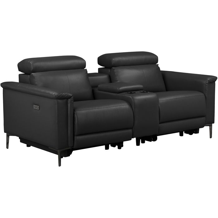 Lund-fauteuil Relax Double Avec Fonction Électrique En Pu Noir Lund-fauteuil Relax Double Avec Fonction Électrique En Pu Noir