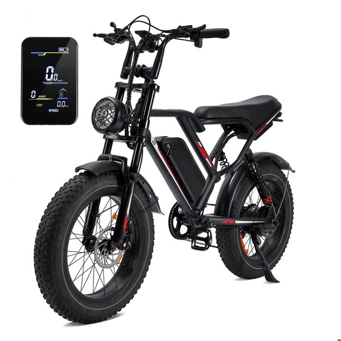OOKTEK Vélo électrique 20-1000W-48V 175Ah Batterie amovible-50km/h-150kg-Vélo vtt adulte-Suspension intégrale fat bike-S8 Noir