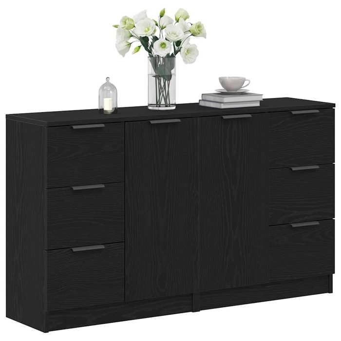 Buffet de Rangement CLARENCE® - Montage simple - Buffet bahut/Armoire de Cuisine - Chêne noir 120 x 30 x 70 cm - bois dingénierie B