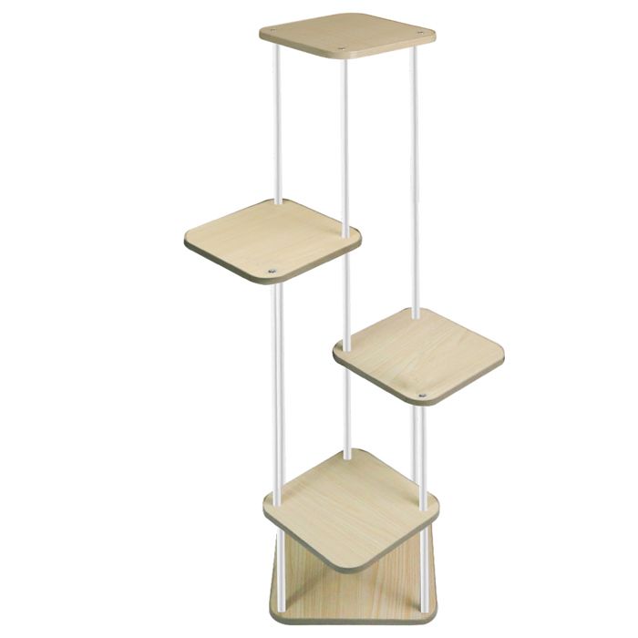 KEDIA Meuble Echelle en Bois Pour Plantes de 5 étagesérable Blanc+Tubes Blancs30*30*106cmFacile à NettoyerPeu Encombrant