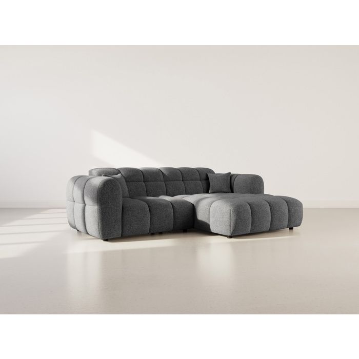 Mini Ray - Canapé dangle droit 4 places en tissu texturé - Gris Anthracite