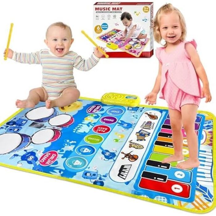 Tapis musical b&eacute;b&eacute; 3en1 d&egrave;s 1 an piano/batterie 6 instruments