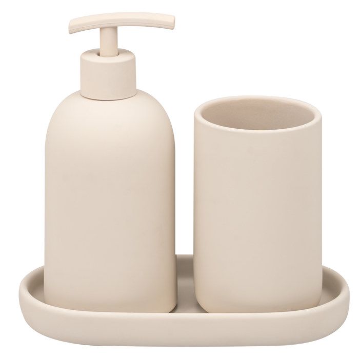 eluno CERANO  Ensemble daccessoires de salle de bain 3 pièces céramique douce au toucher beige