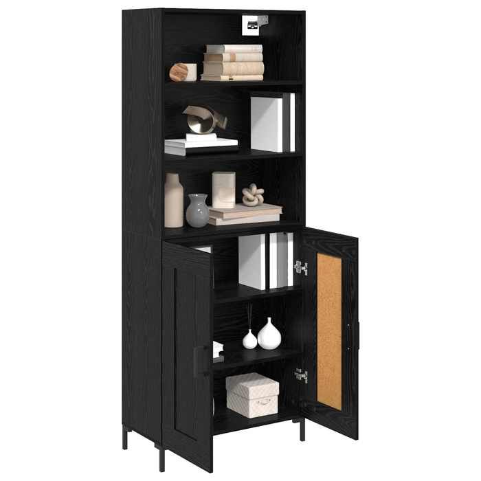 Vaisselier de cuisine - Noir - Haut Armoire - SWEETY - avec rangement - Chêne noir 69 5x34x180cm - Bois dingénierie LH2521852