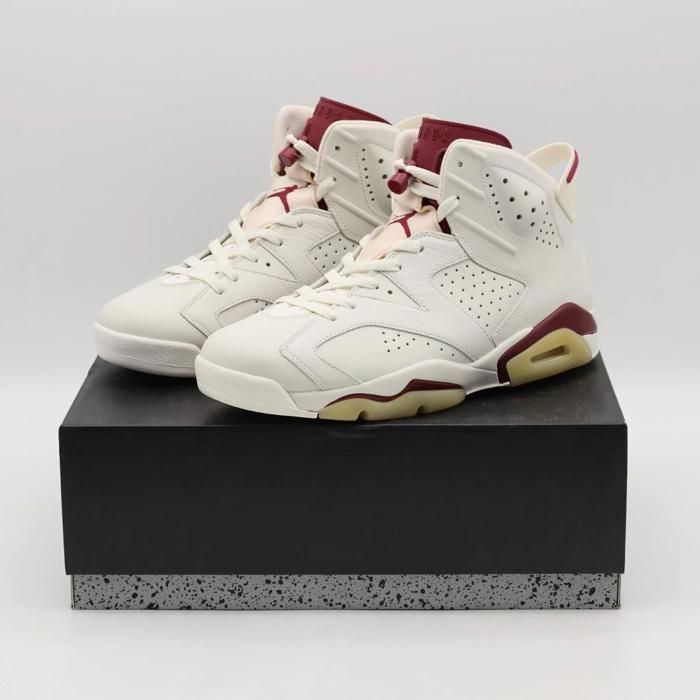CHAUSSURES DE BASKET-BALL 384664-116 Nike Air Jordan 6 Retro Maroon White Red Cream Ivory Burgundy Wine