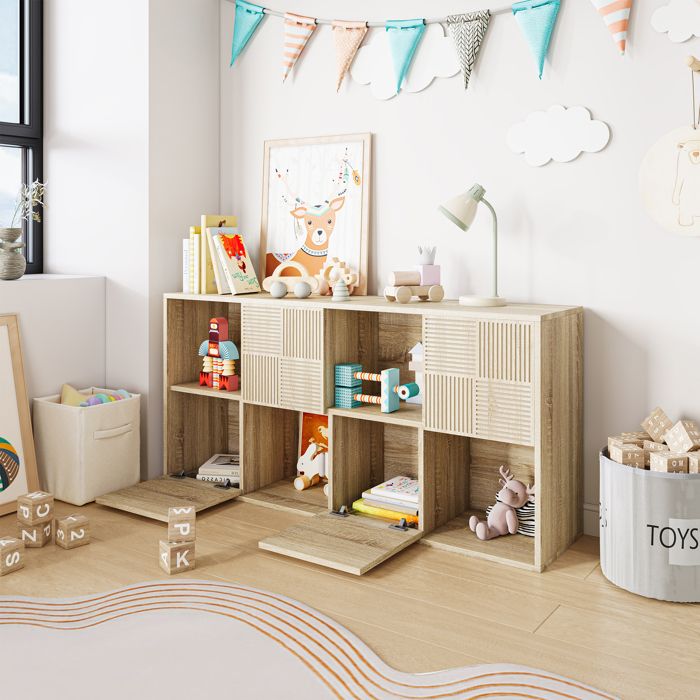 Bibliothèque Étagère de livres SORVAGLOS Meuble de rangement avec 8 CompartimentsStyle Moderne60 x 30 x 125 cmCouleur bois