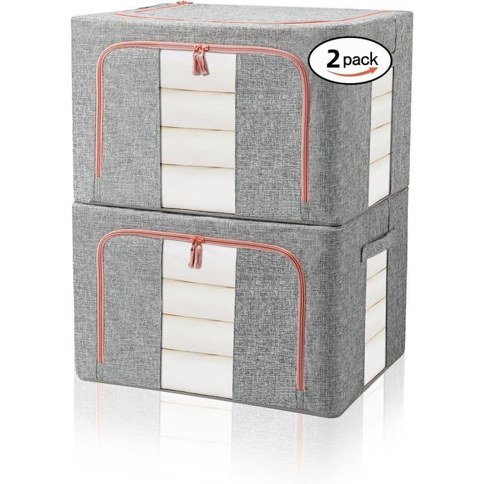 Lot de 2 sacs de rangement pliables et rigides pour couettes avec fenêtres transparentes. Idéal pour édredons couvertures o - 66L