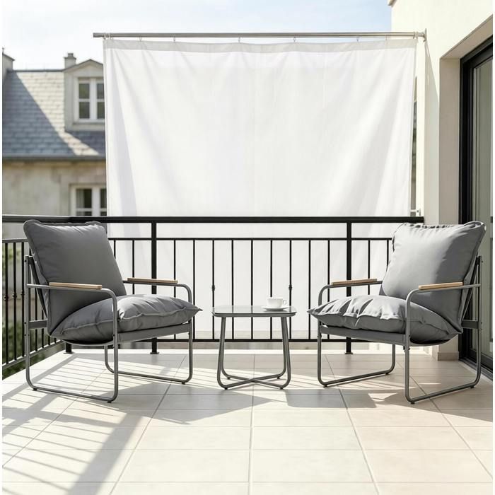 Ensemble mobilier balcon 3 pièces résistant aux intempéries idéal pour terrasse et jardin couleur anthracite