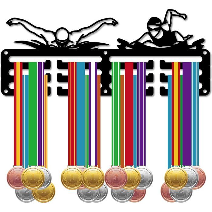 Porte-Médailles Natation Présentoir Médailles Nageur Support Sport Métal Suspendre Récompenses Fer Petit Natation