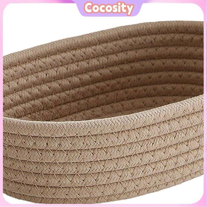 Cocosity Organisateur de rangement ovale Lot De 3 Paniers De Rangement Ovales De Bureau En Corde De Coton Tressée meuble cube Kaki
