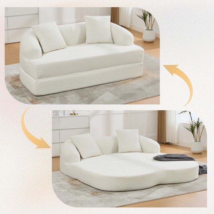 Canapé convertible - MINIMAL - 2 places - Velours côtelé beige - Coffre de rangement - 2 coussins Canapé convertible - MINIMAL - 2 places - Velours côtelé beige - Coffre de rangement - 2 coussins