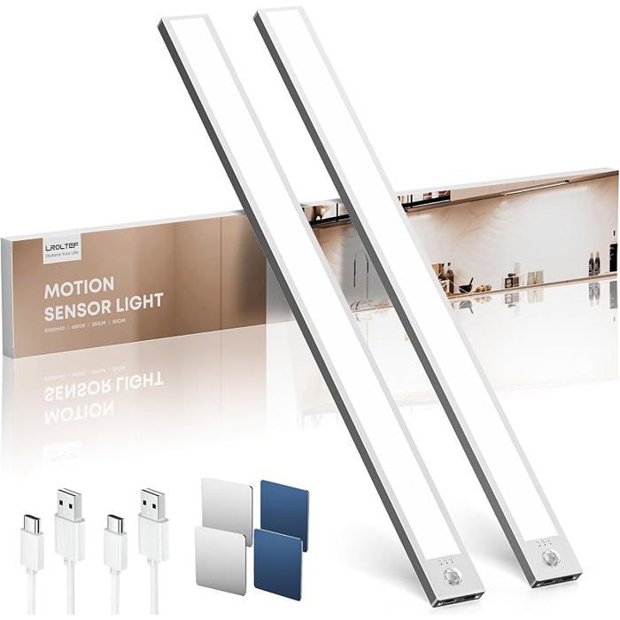 Lampe Pcard sans Fil Rechargeable Cuisine sous Meuble 50cm 6500K 3000mAh Reglette LED Lumiere Armoire 6500K 5 ECLAIRAGE DE MEUBLE