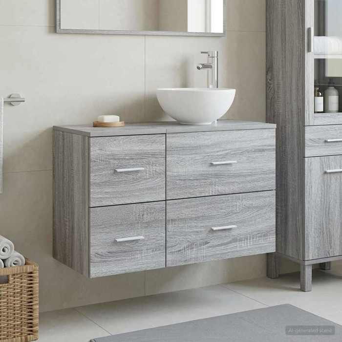 Magnifique Meubles de salle de bain 2 pc Sonoma gris - Résistance à lhumidité &5331