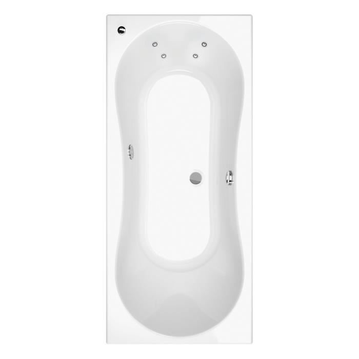 Baignoire balnéo rectangulaire - ALLIBERT BATH & DESIGN - PUREA - 180 x 80 cm - 4 micro-jets dorsaux