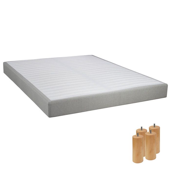 Tapikit - Sommier Tapissier Démontable 2x20 Lattes 140x190cm Lin + Pieds Bois 15cm Tapikit - Sommier Tapissier Démontable 2x20 Lattes 140x190cm Lin + Pieds Bois 15cm