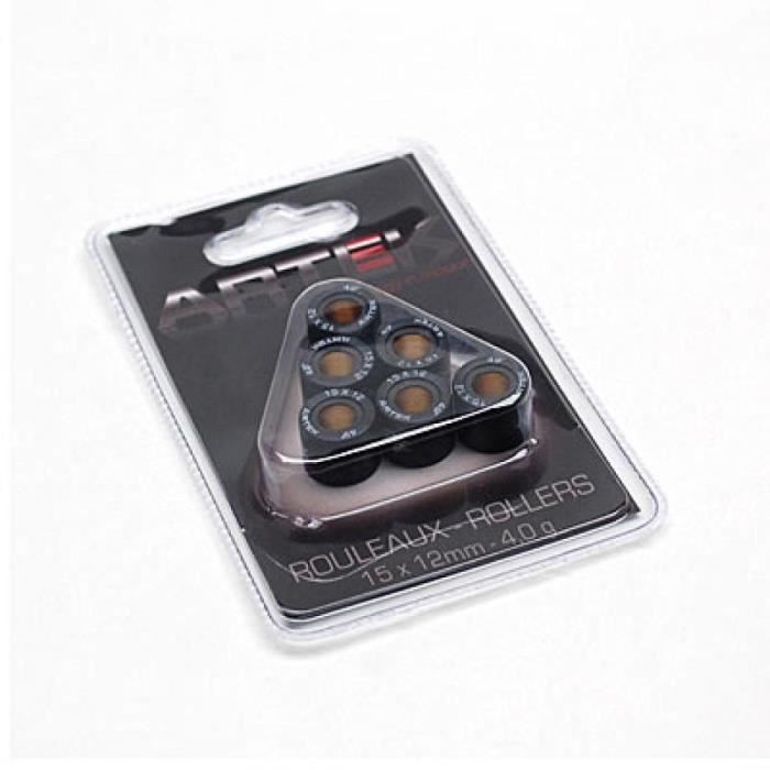 Kit De 6 Galets Rouleaux De Variateur Artek 15x12mm 4g - Compatible Scooter Aprilia 50 SR (Avant 2020)