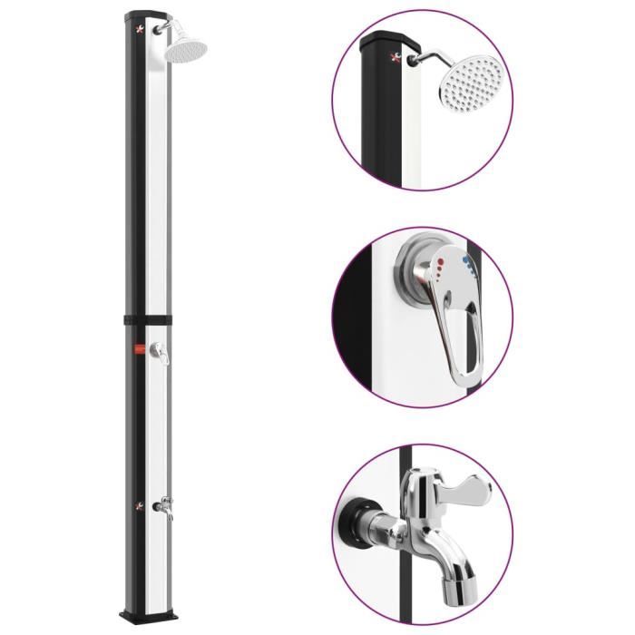 Outsunny - Douche solaire extérieure - PVC - 17.5x14.5x 216cm - Noir - Jardin