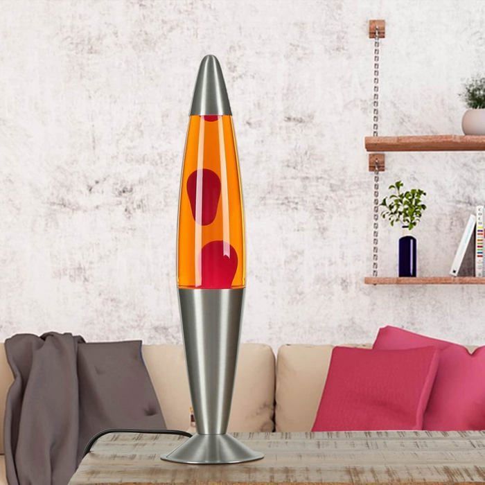 CELLUSTOP Lampe Lave Fusée Rétro Rouge - Lampe Magma Hypnotique 35 Cm En Verre Robuste - 2 Ampoules 20W Incluses - Ambiance Relaxante