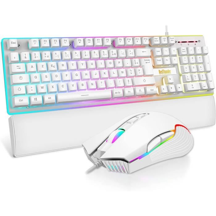 COMBOS, kit clavier souris multimédia rétro-éclairé, couleur blanche