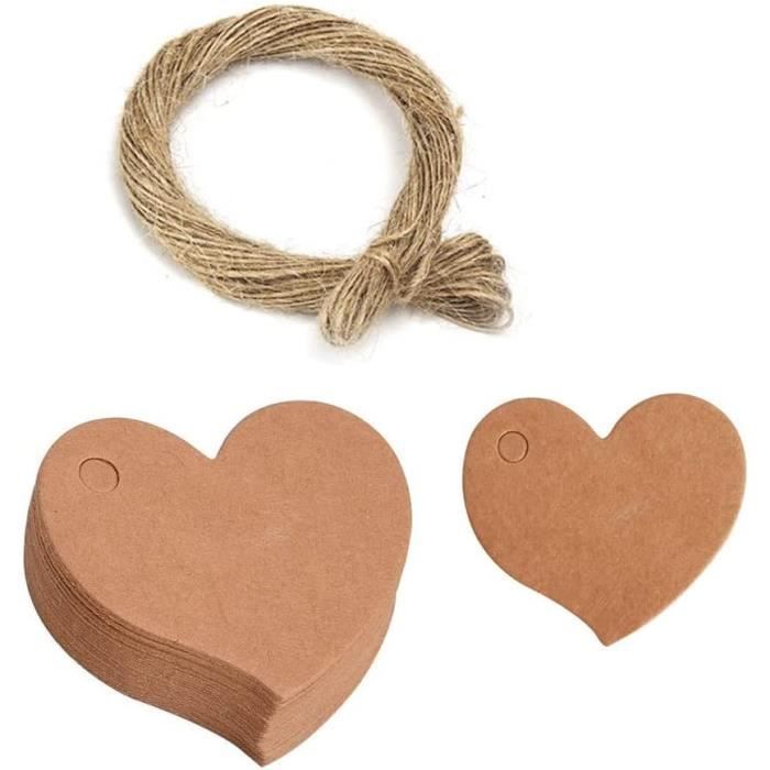 Etiquette Bapteme Lot De 100 étiquettes De Cadeau De Noël En Papier Kraft Marron Avec Coeur Carton