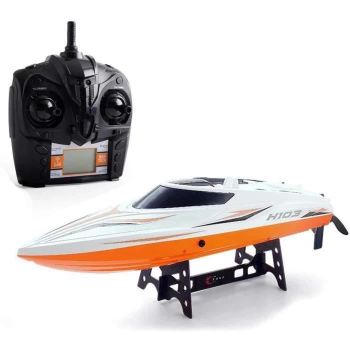 Bateau Télécommandé Rapide RC 2.4 GHz - Vitesse Jusqu'à 30 Km/h - Fonction Retournement Auto - Pour Piscine Et Extérieur