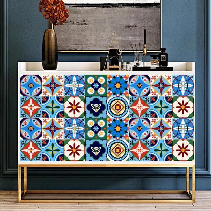 Dalle Pvc Adhesive Murale 15X15 Bleu Vert Stickers Cuisine Stickers