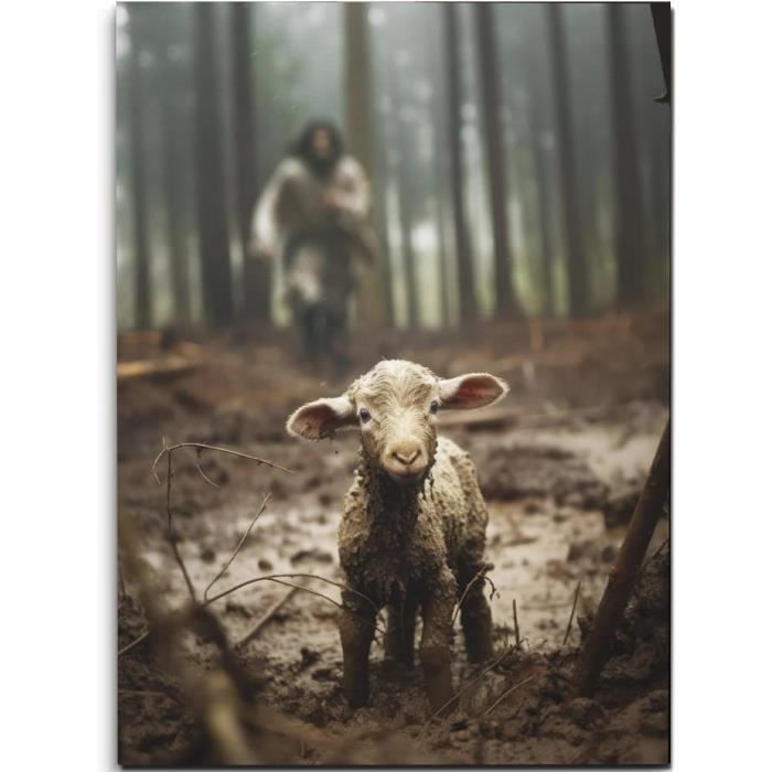 Toile Décorative - Lion Et Agneau, Art Mural Lion De Juda - Multi-couleurs, Sans Cadre