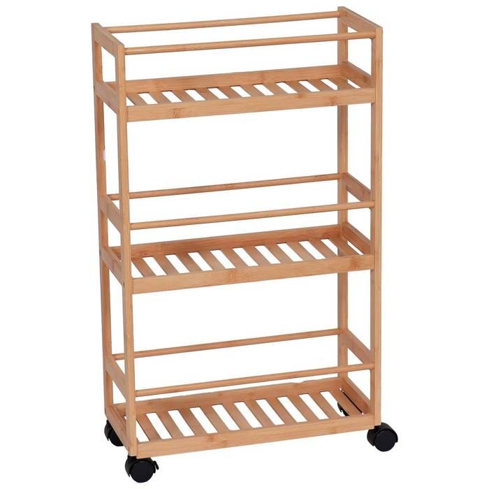 DESSERTE SUR ROULETTES BAMBOU 3 ETAGERES - BAMBOU - Tendance