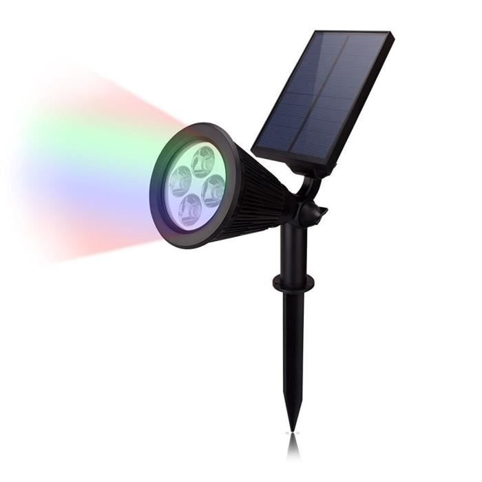 Spot lampe solaire LED détecteur de mouvement, éclairage extérieur 4 LED lumière de nuit sans fil Propulsé PIR Motion Sensor