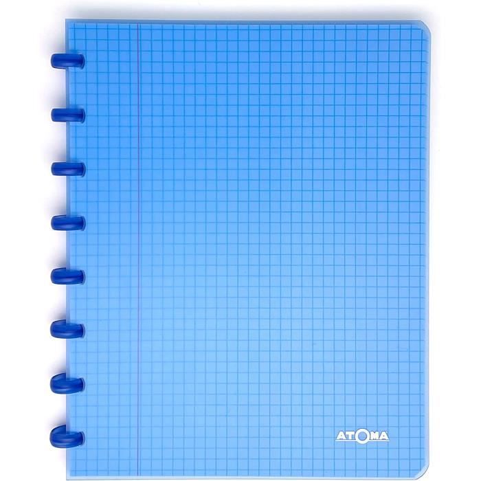 Cahier A4 Atoma à Anneaux - 72 Feuilles Quadrillé 5x5mm, Couverture Verte Transparente
