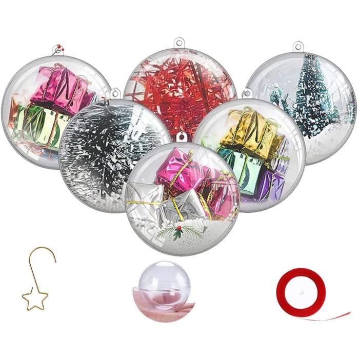 20pcs Boule de Noel Transparente Boules de Noël 6cm Boules