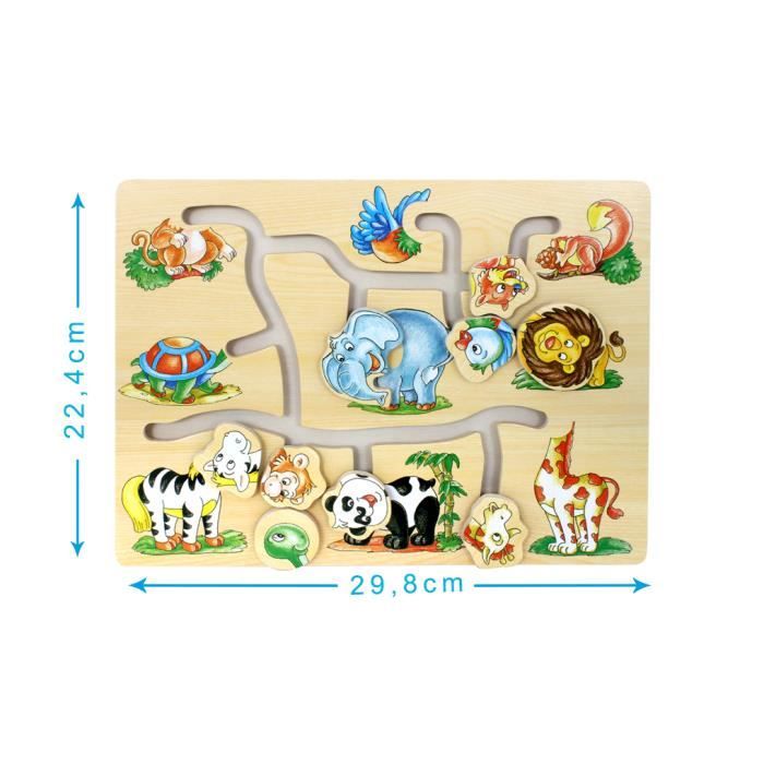 Puzzle En Bois Avec Animaux Tetes Coulissantes Bebe Beige Cdiscount Jeux Jouets