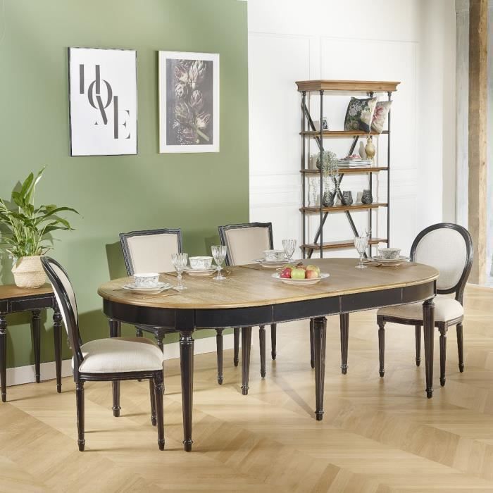 Table salle à manger - ROBIN DES BOIS - FLORENCE 2m60 - Chêne - Patine Antiquaire Noire