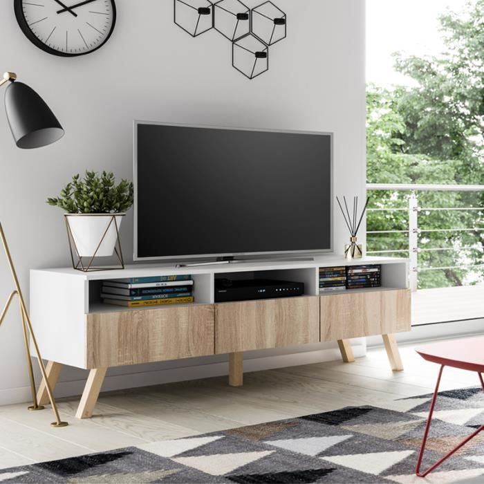 Meuble De Salon Blanc Et Bois