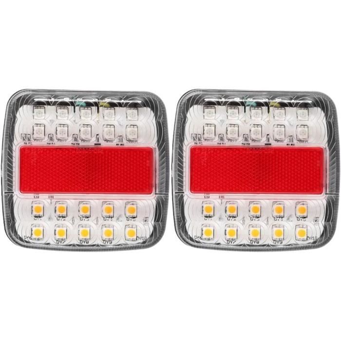 Biqing 2pcs 4 Feux Remorque LED Rond,12V 24V Led Feux Arrière de Remorque Rouge Feux Stop Avec Lunette Chromée Eclairage pour Remorque Camion Van Remorque RV
