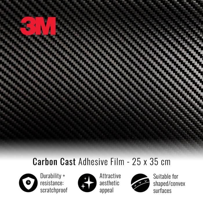 3M Film Adhésif Wrapping pour Voitures, Effet Carbone, 25 x 35 cm