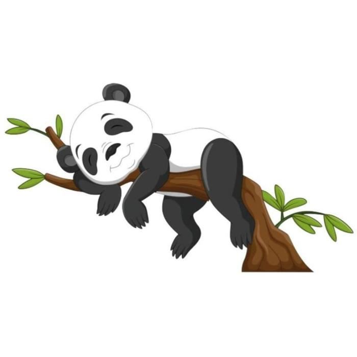 decalmile Stickers Muraux Panda Branche Autocollant Décoratifs Papillons Animaux Décoration Murale Enfant Chambre Bébé Pépinière 