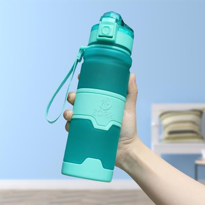 Gourde Plate 750 Ml Sans BPA Anti-Fuite En Tritan Avec Marquage Heure - Idéale Sport Fitness Voyage
